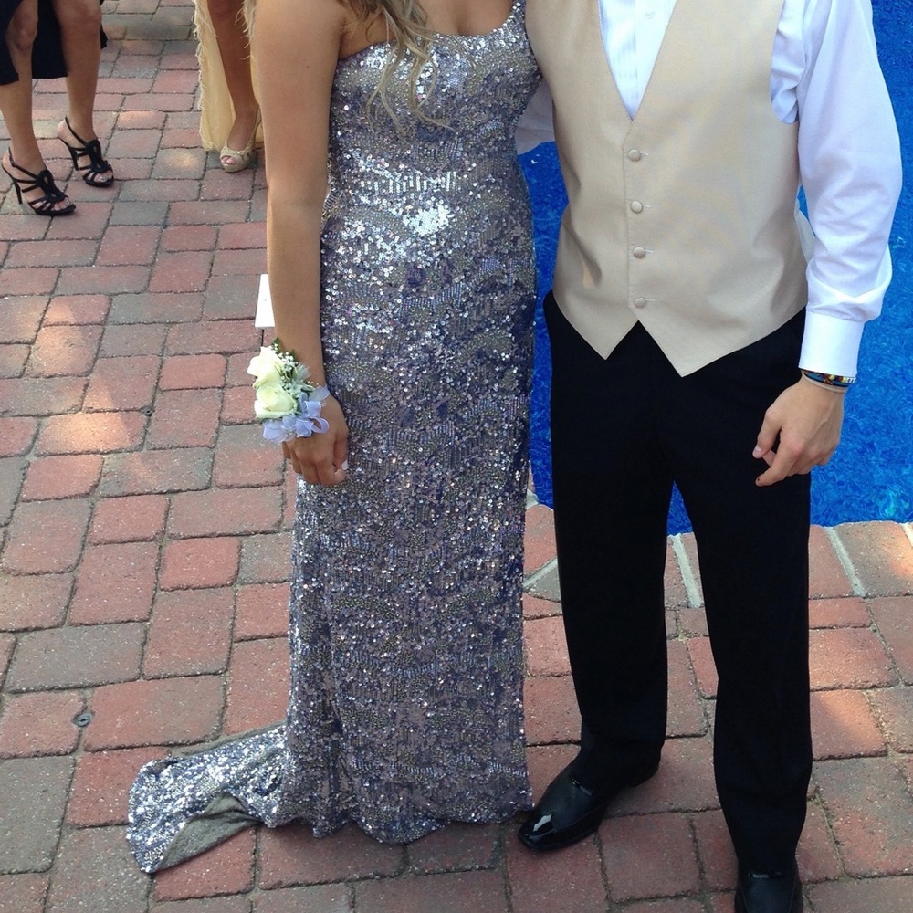 Scala Silver Beaded Formal Dress